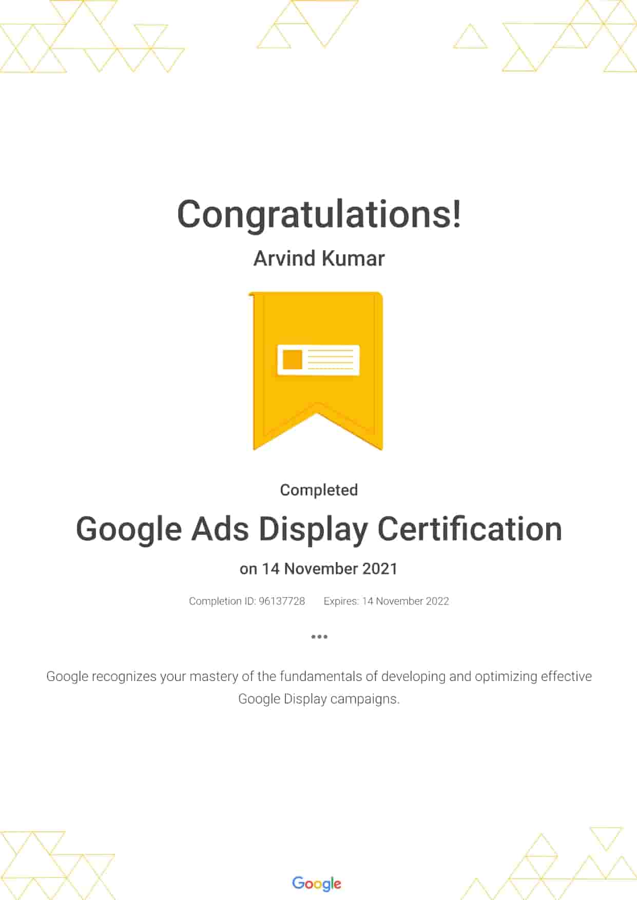 Google Ads Display Certification